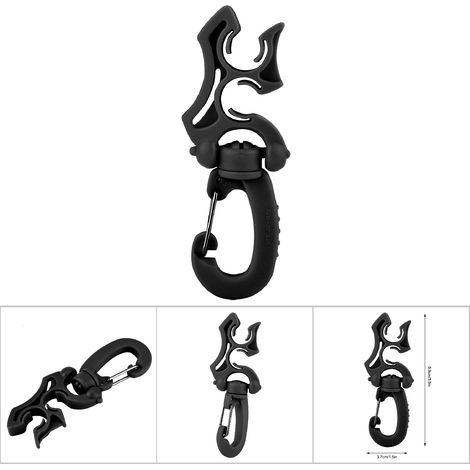 Doppelter Tauchreglerhalter mit Clip und Schlaufe für Tarierweste und Schnorchelausrüstung (Schwarz) (1/5)