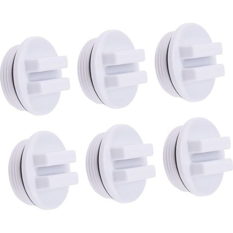 Lot de 6 bouchons antigel pour piscine gonflables pour spa, bouchon d'écumoire pour sortie, adaptateur de vidange de piscine, bouchon de vidange fileté, bouchon de tuyau de retour de piscine, blanc (1/5)