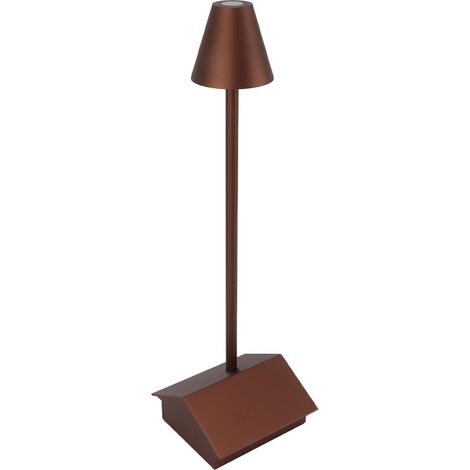 Lampe de table sans fil, alimentée par batterie, en forme de bâtiment, avec variateur d'intensité, commande tactile, batterie 5200 mAh, étanche IP54, lampe de bureau LED marron