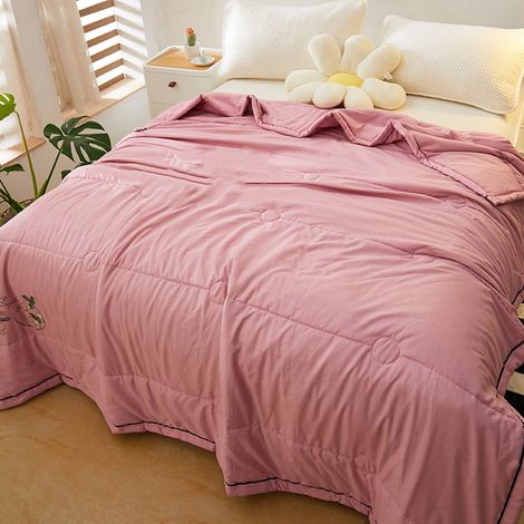 Couette Fraîcheur Été - Fibre Lavée - 150 x 110 cm - Rouge Pastèque - Lavable En Machine - Pour Sommeil Frais (1/5)