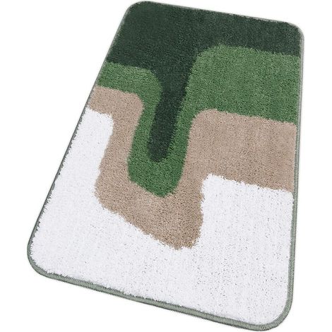 Tappeto Bagno Doccia Scendiletto Pelo Raso Morbido Assorbente Antiscivolo Lavabile Verde - 50x80 Cm (1/5)