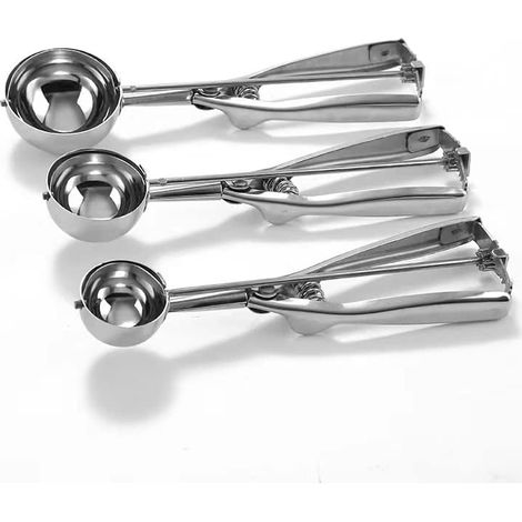 Cookie Scoop, Ice Cream Scoop, Cookie Scoops pour la cuisson ensemble de 3 avec Cookie Dough Scoop, 3Pcs Cookie Scooper pour la cuisson, acier inoxydable Cookie Scoop ensemble (1/5)