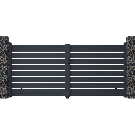 Cancello a battente traforato L350 x H158 cm in Alluminio Antracite - PRIMO