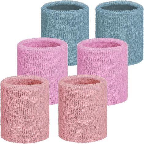 Fasce per polsi antisudore - Set da 6 pezzi - Ideali per sport come basket, tennis e corsa - Assorbimento efficace dell'umidità (1/5)