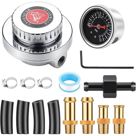 Manomètre de pression de carburant 1-5 PSI, régulateur de pression de carburant universel, kit de pompe à carburant pour carburateur avec manomètre 0-15 PSI (1/5)