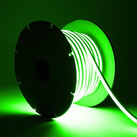 Bobina 50m Striscia LED Neon Regolabile 220V SFLEX8 8W/m IP65 Taglio 100cm Verde