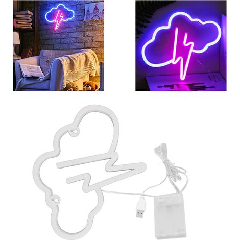 Neon-Leuchtschild in Blitzform, LED-Wandleuchte, Wanddekoration, batterie- oder USB-betrieben, ideal für Schlafzimmer, Kinderzimmer, Wohnzimmer, Bar, Party, Weihnachten, Hochzeit. (1/5)