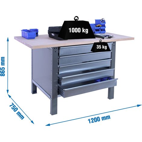 Simonrack Professionelles Werkbank grau 1000 kg Tragfähigkeit