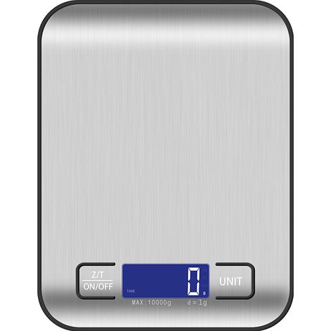 Accueil en acier inoxydable petite échelle de cuisine alimentaire, 5kg / 1g blanc Shell Silver Scale face (1/5)