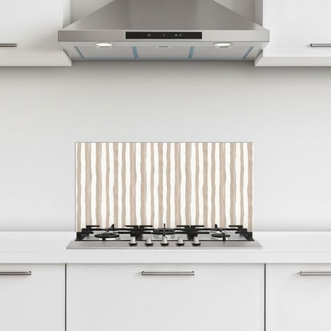 CRÉDENCE CUISINE Minimaliste - Rayures - Beige 60x30 cm