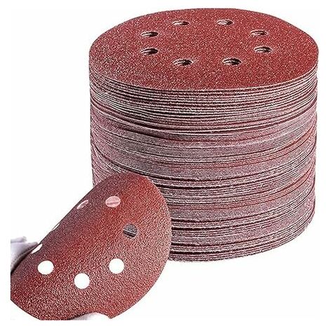 Green Mobility-Jeu de disques abrasifs 125 mm │ 100 feuilles de papier abrasif rond 8 trous │ 20x grain P40/P60/P80/P120/P240 │ Jeu de disques abrasifs pour ponceuses orbitales pour bois peinture méta (1/5)