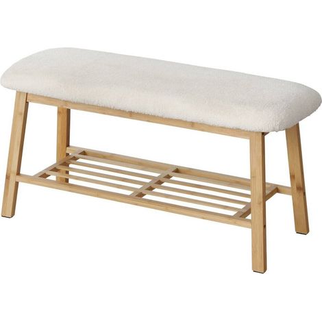Boltze Teddy BENJA Schuhbank creme gepolstert Bambus (1/5)
