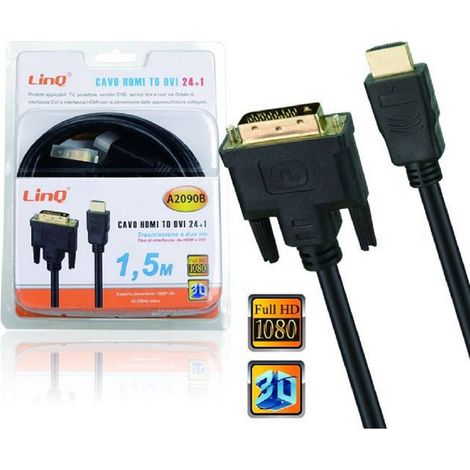 Trade Shop - KABEL VIDEO HDMI MACHINE DVI FULL HD 1,5MT PC CONSOLE PLAY TV A2090B - (1/5)