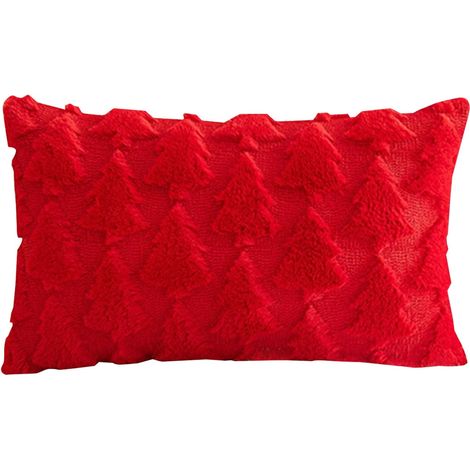 Housse De Coussin De Noël - 30 X 50 Cm - Tissu Velours Côtelé Imitation Laine - Motif Arbre De Noël - Pour Canapé Salon Chambre - 1 Pièce (1/2)