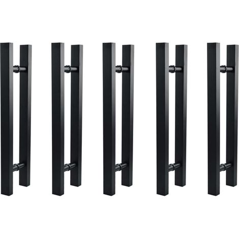 10X PoignéE de Porte en Verre/Bois en Acier Inoxydable Noir Mat (1/5)