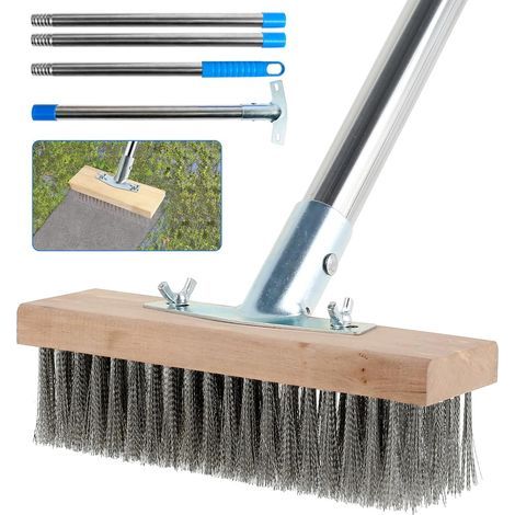 Metal Broom, Stainless Steel, 165cm Telescopic Handle, Roof Brush, For Terrace and Concrete (1/5)