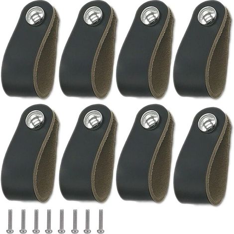 8 Poignées Porte Cuir PU Souple avec Vis, Faciles Installer pour Meubles (1/4)