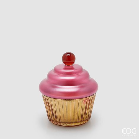 EDG Enzo De Gasperi Candela Cupcake Natale H 14,5 Cm D 12 Cm Cranberry Pomegranate