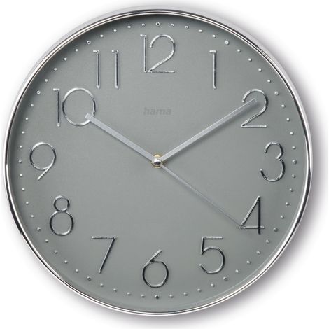 HORLOGE MURALE ''CORSE'', Ø 30 CM, SANS TIC-TAC, ARGENTé/GRIS HAMA (1/5)