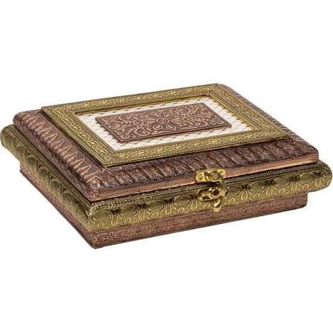 Joyero de metal repujado color cobre 22,5x17x7 (1/5)