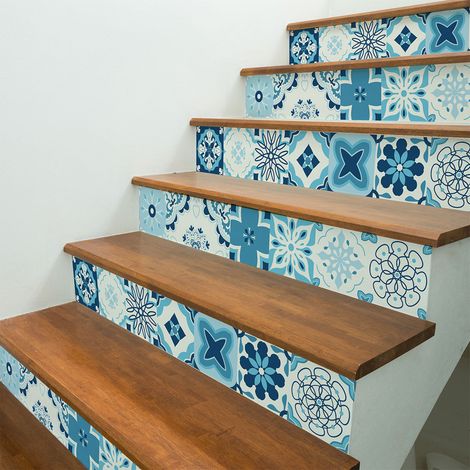 Stickers adhésifs escalier carrelages contremarche - ZANITA - 2 bandes de 12.5x87.5cm (1/3)