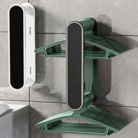 Solution de rangement extensible pour étendoir à vêtements, sans perçage, étendoir mural pour balcon ou maison, étagère de rangement multifonctionnelle, blanc élégant. (1/5)