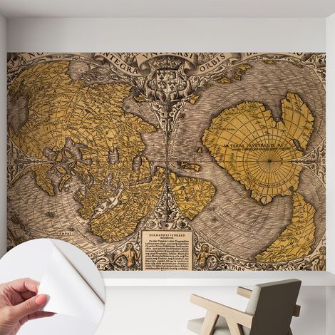 Papier peint autocollant avec imprimé décoratif pour salon et chambre à coucher Installation facile Cartographie historique 152x104 cm (1/5)