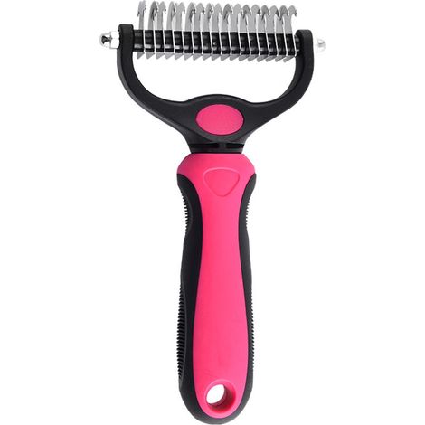 Peigne à tête ronde extra-large pour chien et chat, brosse à cheveux pour animaux, bleu et rose (1/5)