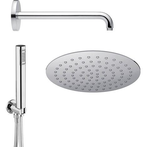 Jacuzzi Rubinetteria set doccia composto da braccio doccia a parete soffione ultraslim tondo 25 cm e doccino (1/5)