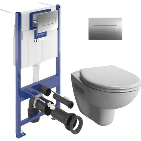 ViConnect Pro S pack WC Bâti Villeroy & Boch + WC Vitra Normus + Abattant softclose + Plaque chrome (VCNNORMUSRS1SP)