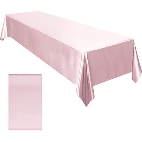 Nappe en satin de coton et lin tissu doux nappe carrée salon serviette carrée(Rose) (1/4)