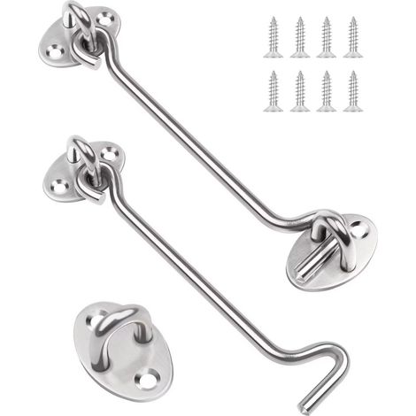 crochets et œillets de 150 mm en acier inoxydable pour portails en bois, support de fenêtre, loquet de porte (1/5)