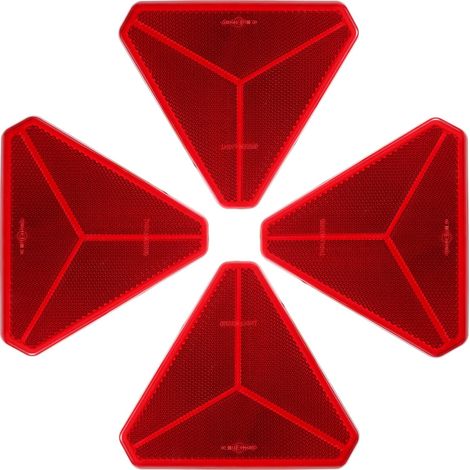 Catadioptre Autocollant Triangle Rouge,Catadioptre Remorque Réflecteurs Adhesif,Catadioptre Triangle Signalisation Homologué Emark R3,réflecteur pour remorque Soi Adhésif Rouge (1/5)