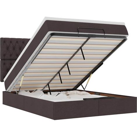 Estructura cama otomana colchón tela marrón oscuro 140x190cm vidaXL (1/5)