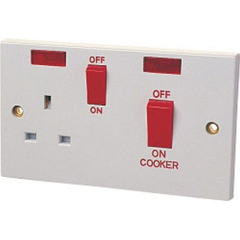 Dencon Double Pole Switch 45A with Switched Socket 13A