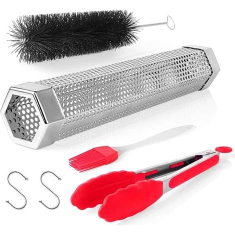 Tubes de fumée hexagonaux pour barbecue à granulés WOVTE, brosse, crochet, brosse en silicone, pinces de cuisson pour les barbecues (1/4)