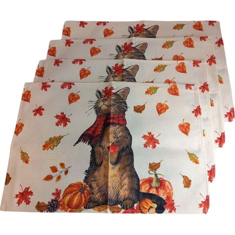 Herbstliche Tischsets mit Katzenmotiv, 30 x 45 cm
