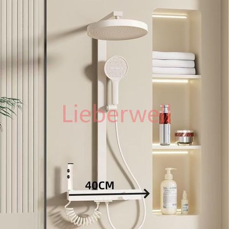 Ensemble de pomme de douche intelligente à température constante, noyau de voie navigable en cuivre, sortie d'eau pressurisée, grande plate-forme de stockage de 40CM (1/5)