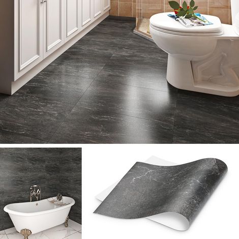 Dalle PVC Adhesive Murale Cuisine Gris Anthracite 16 Dalles Carrelage Adhesif Mural Salle de Bain 60x30cm Credence Adhesive pour Cuisine Imperméable Parquet Adhesif Sol PVC Salon Corridor (1/5)