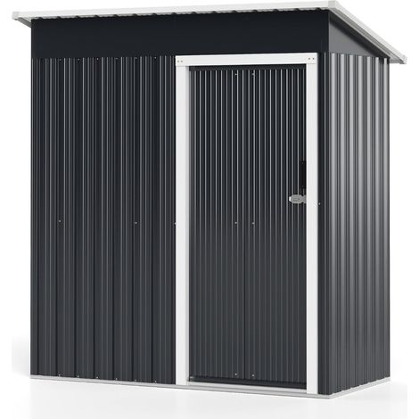 Caseta de jardín de metal 163 x 86 x 181 cm práctico espacio de almacenamiento puerta corredera segura diseño contemporáneo gris 200018917