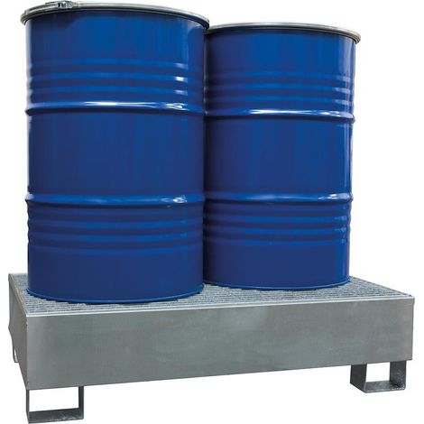 Vasca di contenimento in acciaio - Carico mass. 950kg - Capacità 2 fusti 220L - BRG2