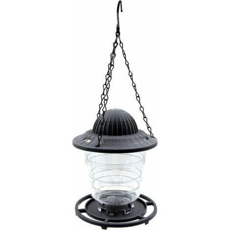 Ahlsen Hängendes Vogelfutterhaus, Automatisches Vogelfutterhaus – Faltbares Vogelfutterhaus für kleine bis mittelgroße Vögel, 13 x 13 x 17 cm, Grau (1/5)