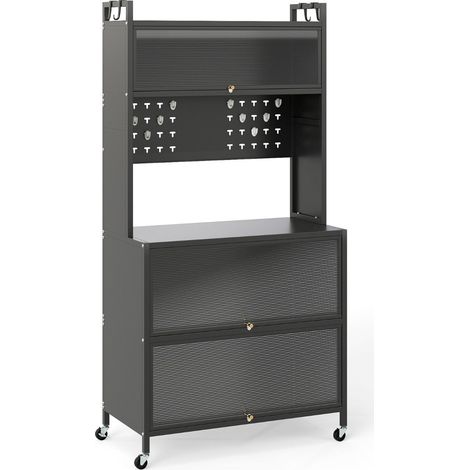 Scaffale mobile da cucina a 5 ripiani 80 x 40 x 160 cm con ante traslucide design moderno metallo grigio 200017405