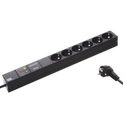 Bachmann Multiprise 19 pouces noire 6 prises 16A