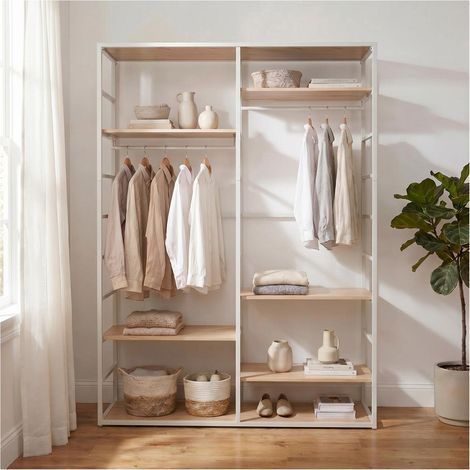 Appendiabiti legno metallo bianco 120x180cm ripiani SCALA
