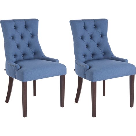 2er Set Esszimmerstuhl Aberdeen Stoff antik blau