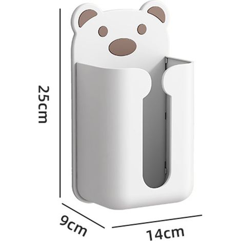 Hängender Toilettenpapierhalter aus Kunststoff mit Bärenmotiv für Zuhause oder Badezimmer – kein Bohren erforderlich, große Öffnung, niedliches Design (1/5)