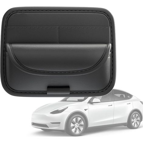 Custodia per occhiali da auto in pelle PU 21,5 x 16,8 cm Organizer per occhiali da sole da aletta parasole, scatola porta occhiali multiuso con clip protettiva Accessorio per interni auto (1/5)