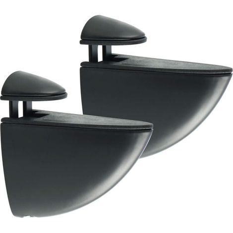 Adjustable and adaptable shelf bracket thickness 5-15 mm, screw wall mounting, matte black finish in zinc alloy, 2 pieces (1/5)