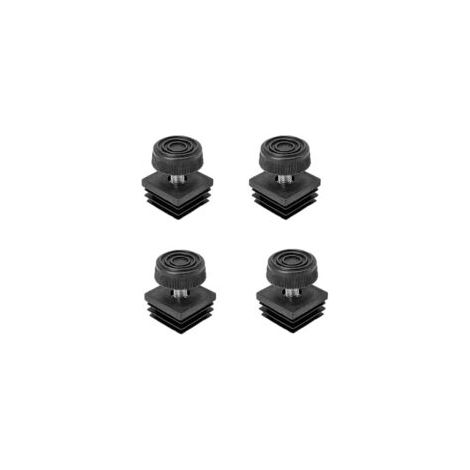 Piedini di livellamento neri (set da 4) per gambe di mobili, 30 x 30 mm, punte filettate M8 - Crezuo (1/4)